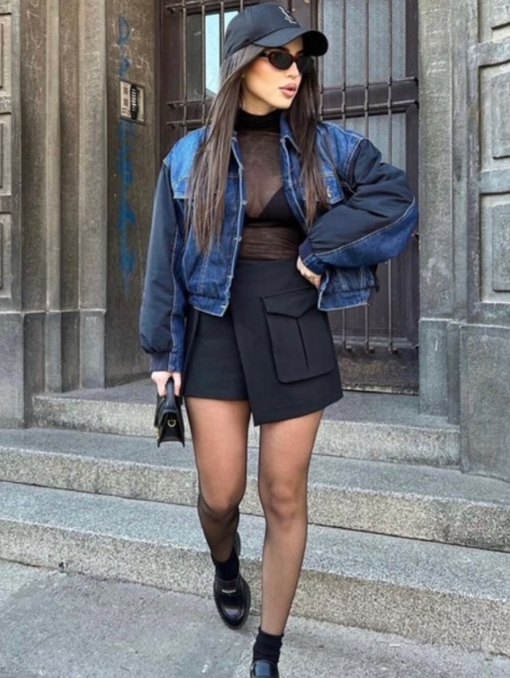 Zara Black Cargo Skirt, Size M